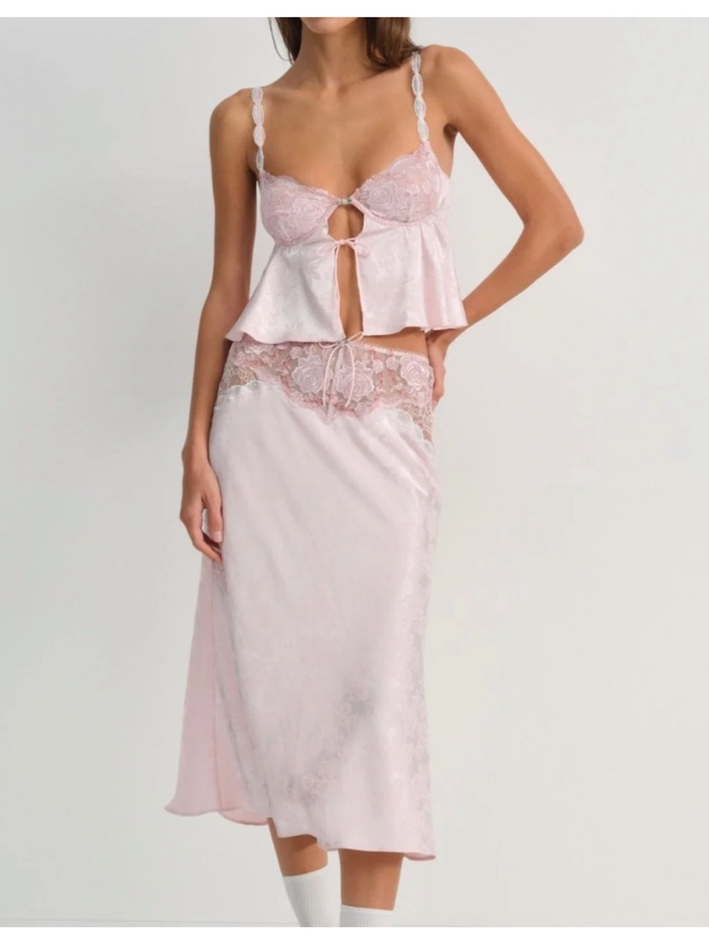 FOR LOVE & LEMONS Camilla MIDI Skirt and Bra Sleep Top Lingerie Set
